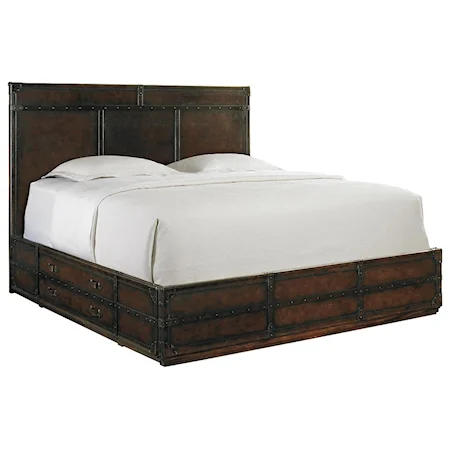 King Leather Trunk Storage Bed